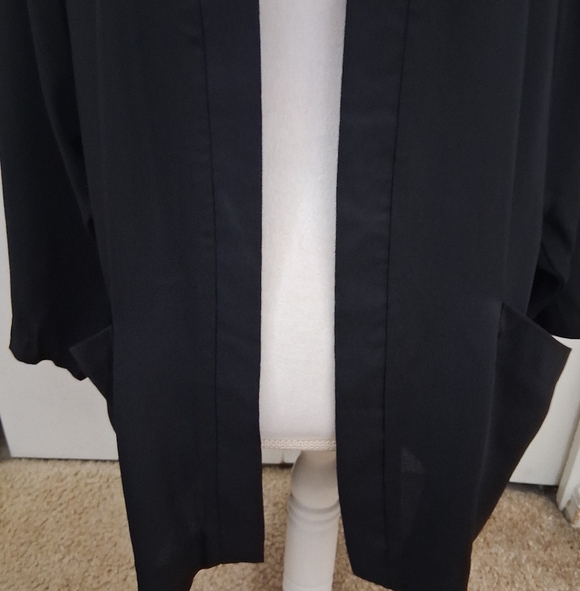 Women's Black Open Front Jacket - Picture 3 of 12